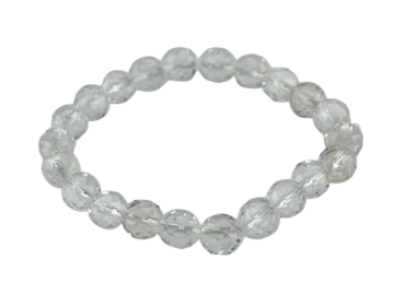 Pulseira de 8mm Facetada de Quartzo Cristal