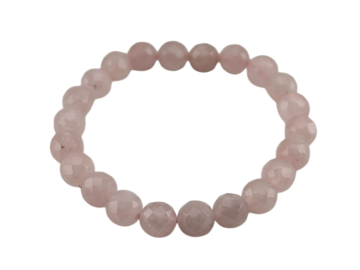 Pulseira de 8mm Facetada de Quartzo Rosa