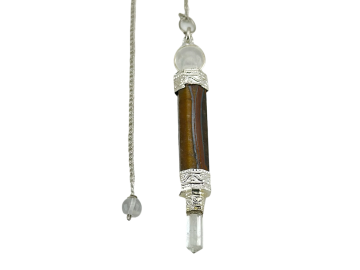 Pêndulo de Olho de Tigre e Cristal