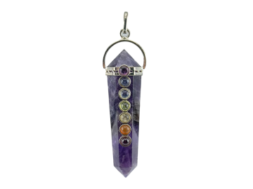 Pingente Chakras Ponta Biterminado de Ametista