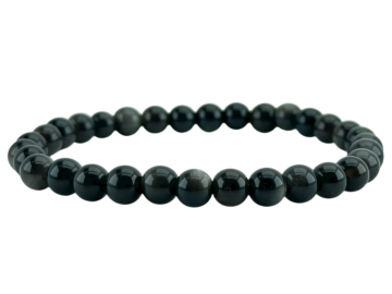 Pulseira Obsidiana Prateada 6mm